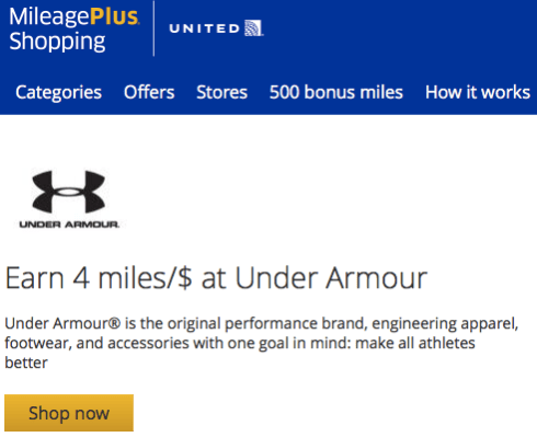 MileagePlus Shopping Earnings