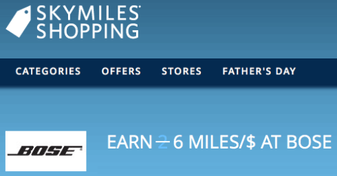 SkyMiles Shopping Earnings