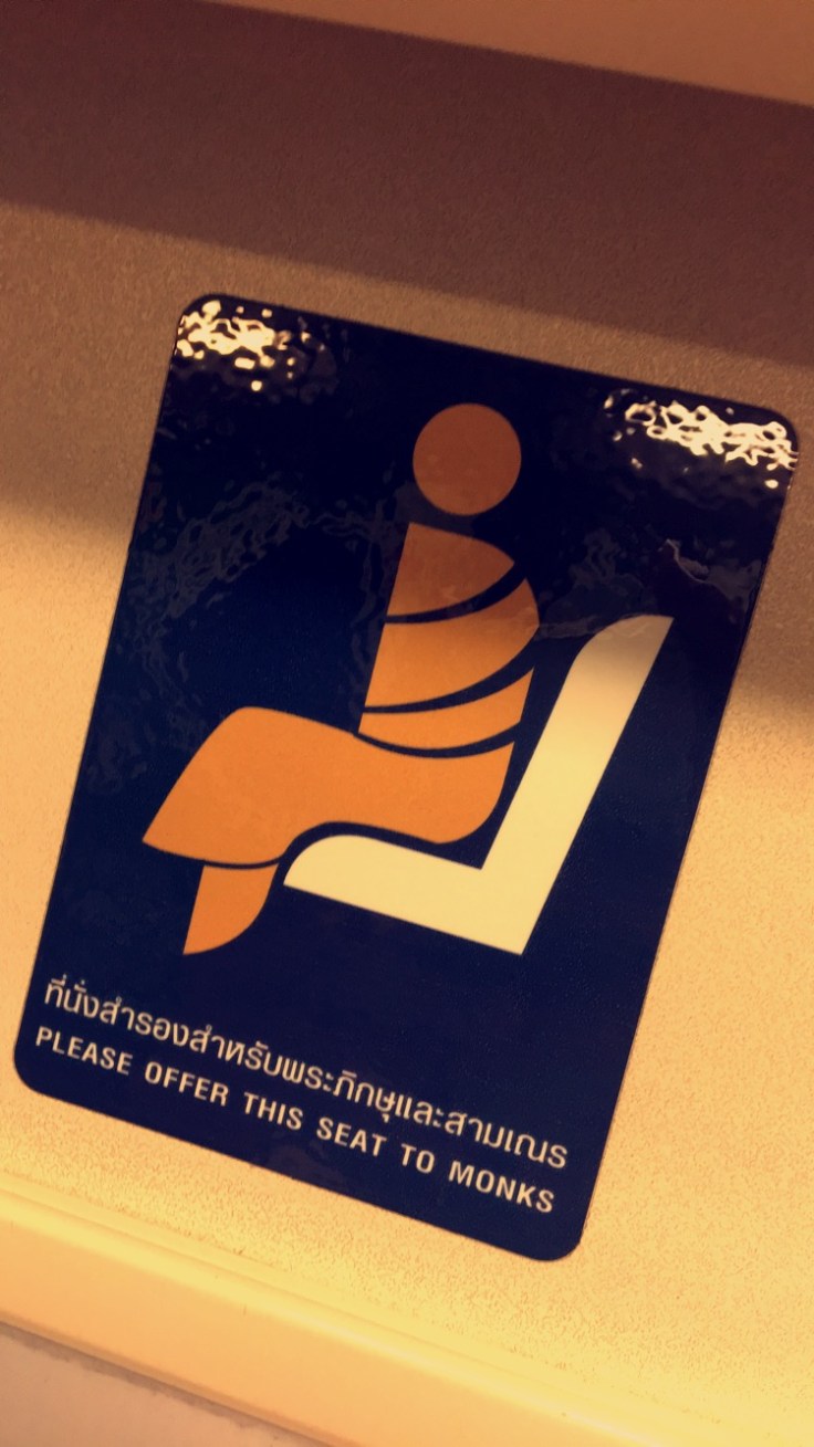 bangkok tour sign skytrain reserved for monks