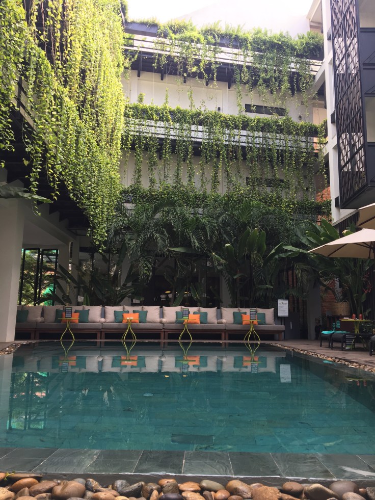 aviary hotel pool courtyard
