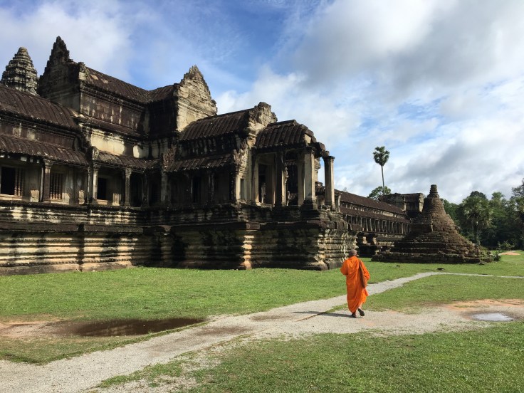 siem reap angkor wat rear departing monk