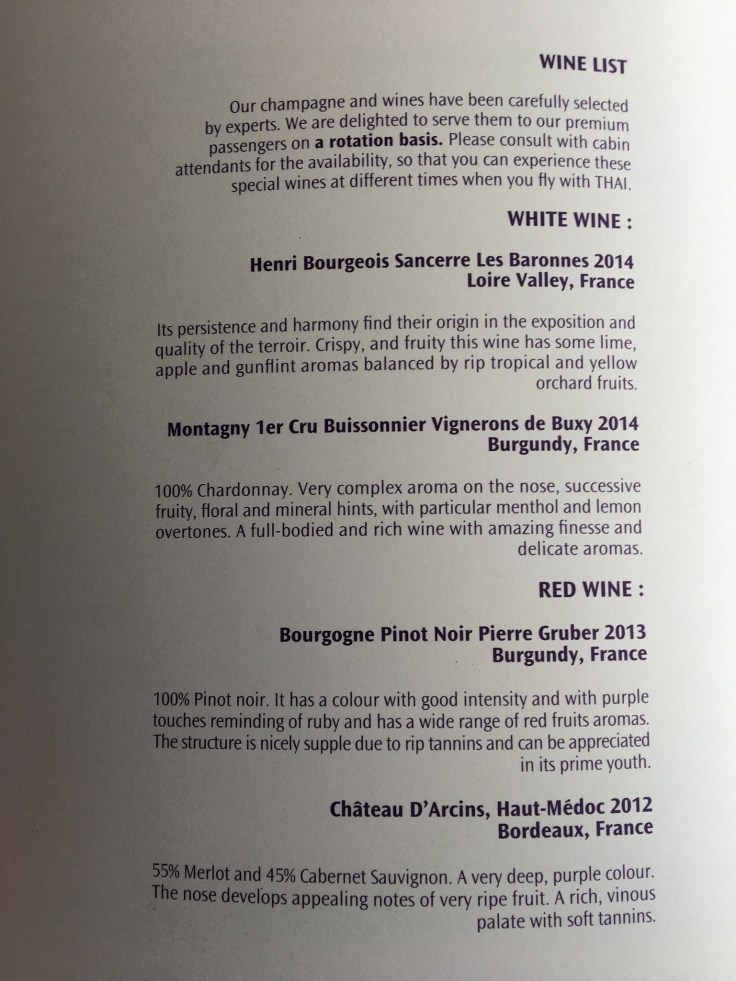 thai royal silk service wine list page 1