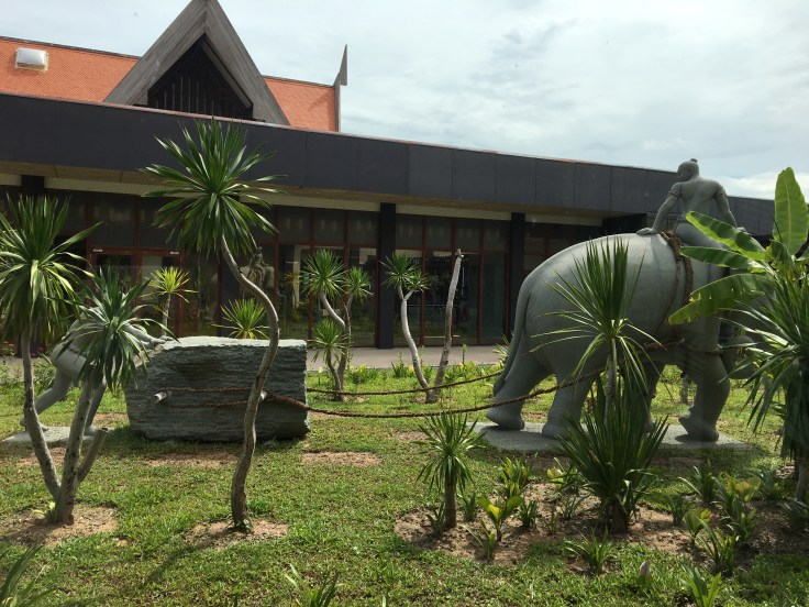 siem reap airport lounge courtyard elephant
