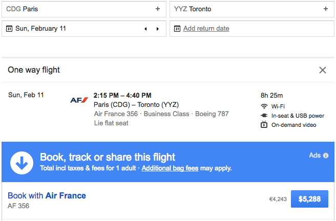 air france business google flights airfare