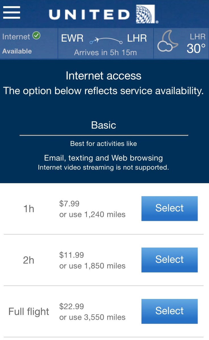 united airlines polaris business diamond entertainment wifi options