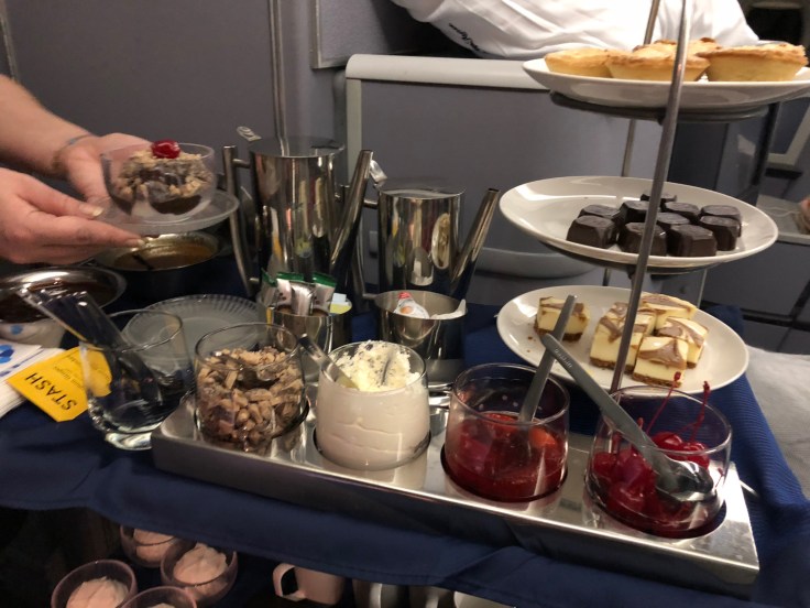 united airlines polaris business diamond soft dining dessert cart