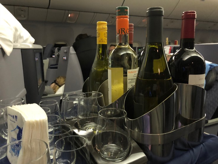 united airlines polaris business diamond soft dining wine cart