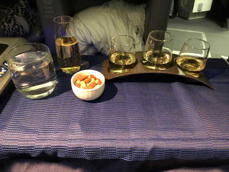 united airlines polaris business diamond soft dining wine tasting