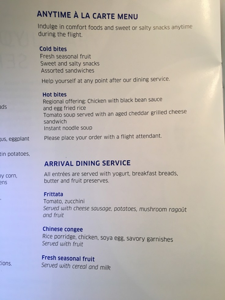 united polaris first soft menu breakfast