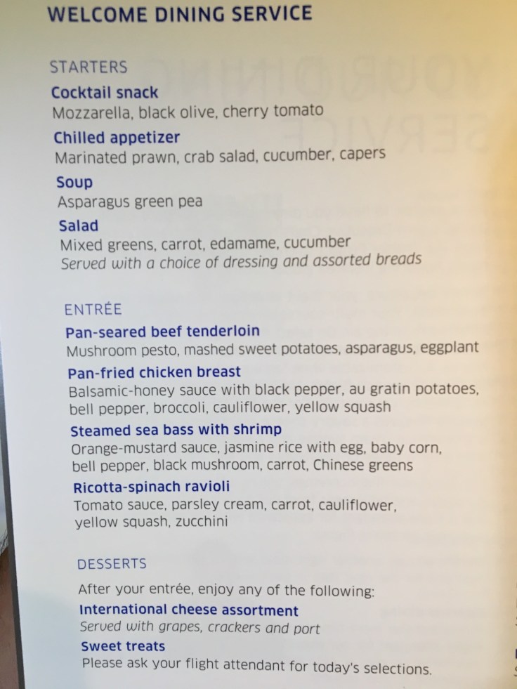 united polaris first soft menu dinner