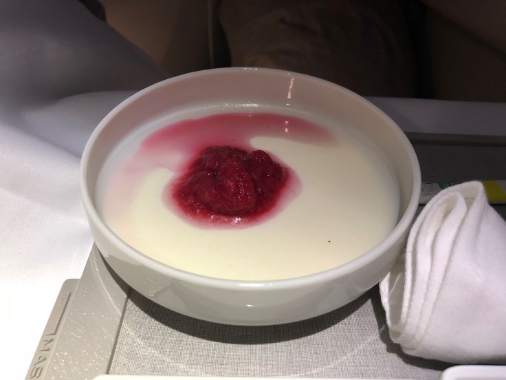 air france business dining arrival yogurt