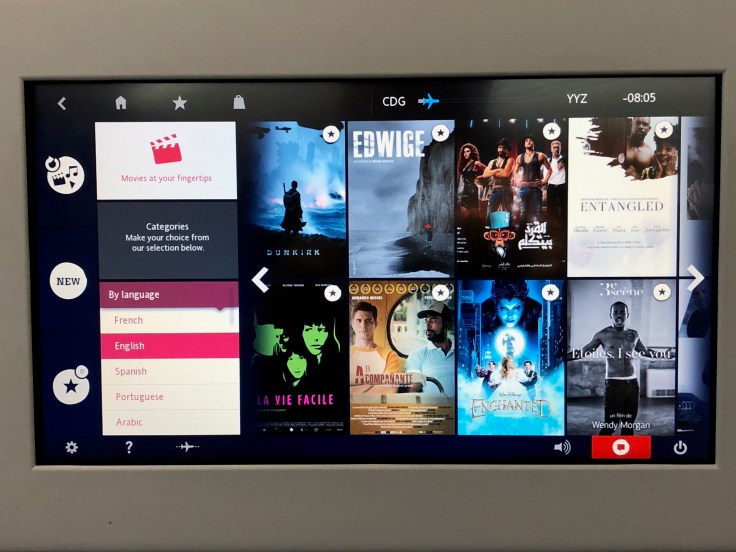 air france business entertainment movie selection