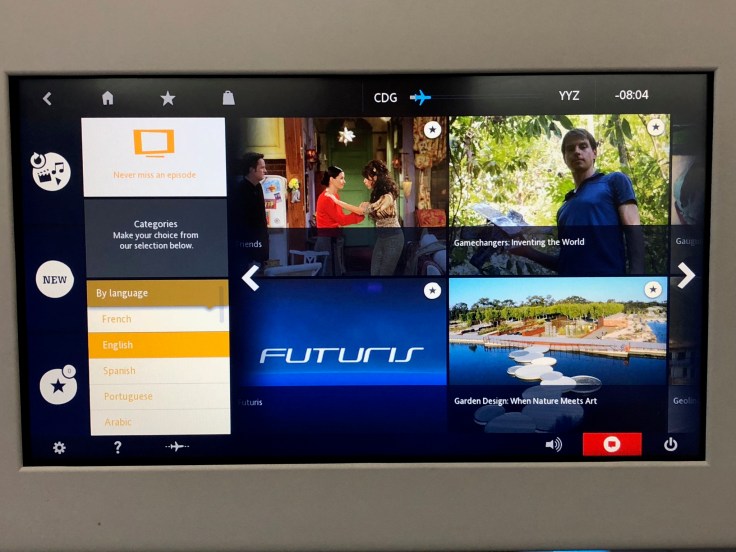 air france business entertainment tv selection