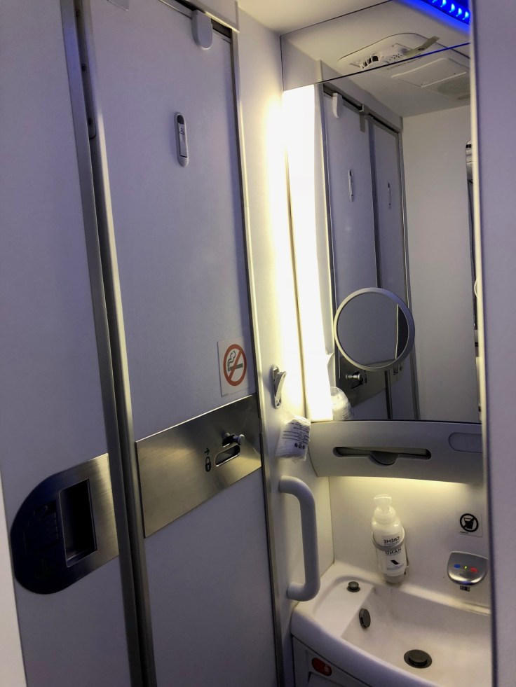 air france business hard bathroom door