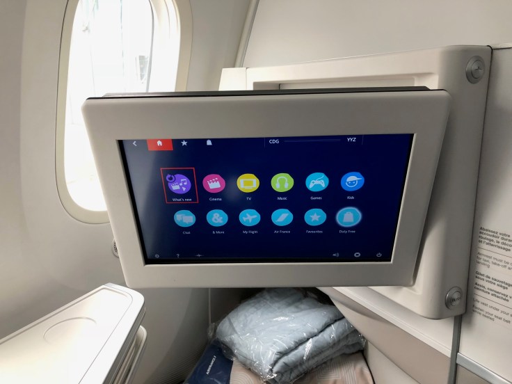 air france business hard seat entertainment system facing downward