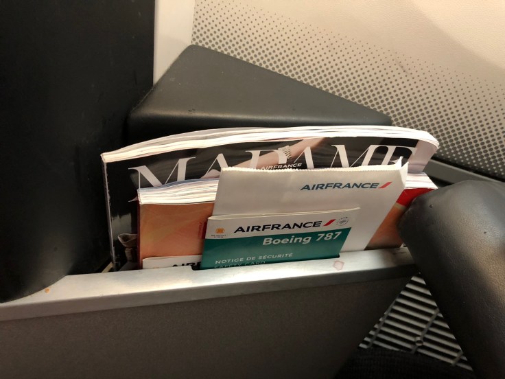 air france business hard seat literature pouch