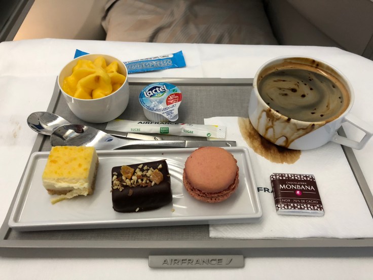 air france business soft dining dessert plate