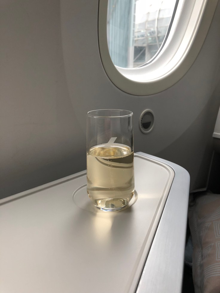 air france business soft dining predeparture champagne