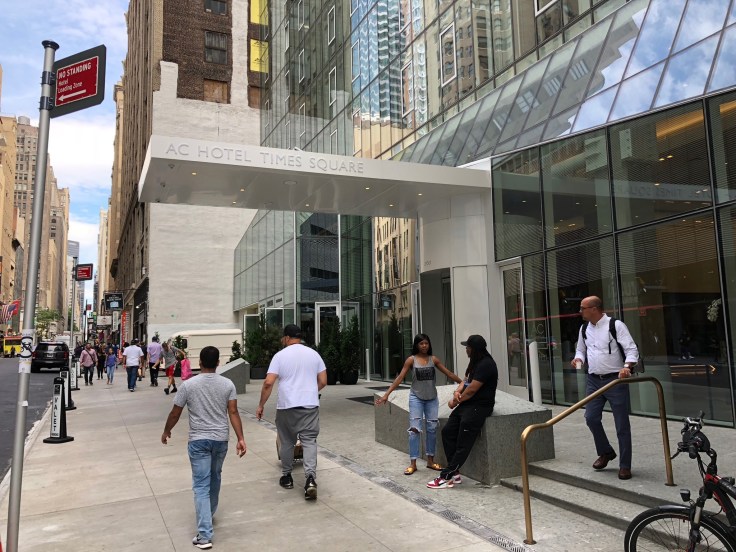 ac hotel new york times square 1st view exterior entrance