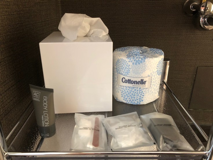 ac hotel new york times square bathroom necessities cart 2