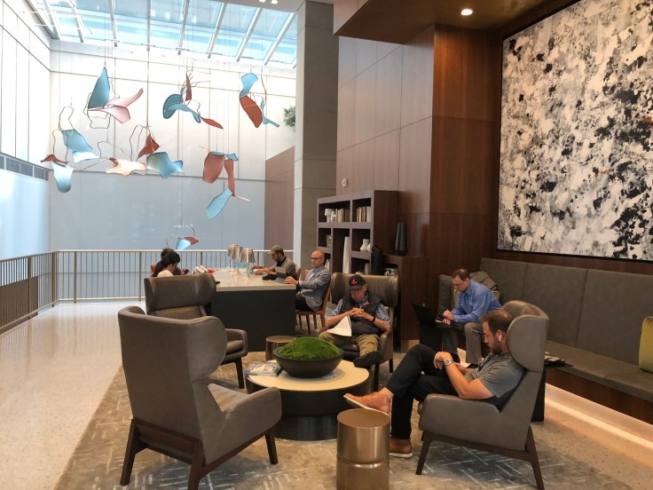 ac hotel new york times square lobby seating area