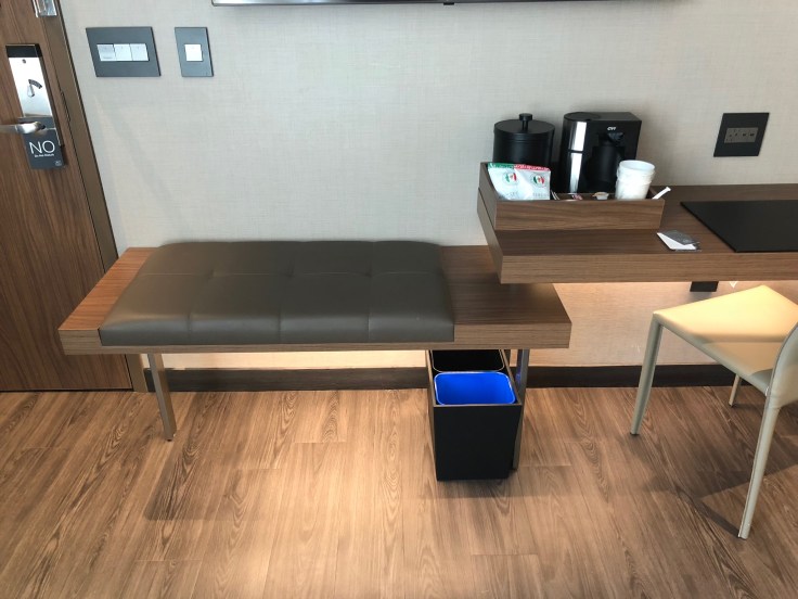 ac hotel new york times square room desk bench