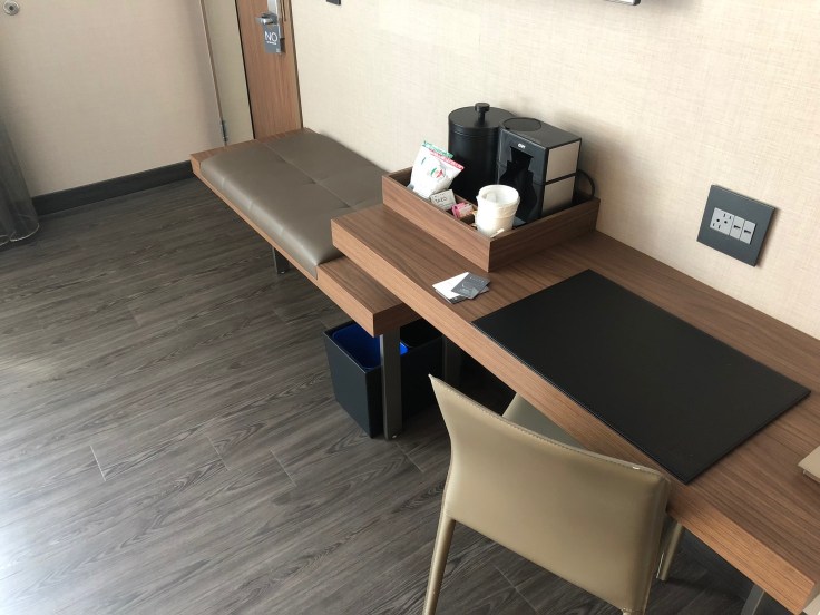ac hotel new york times square room desk close up