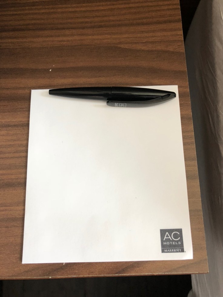 ac hotel new york times square room notepad