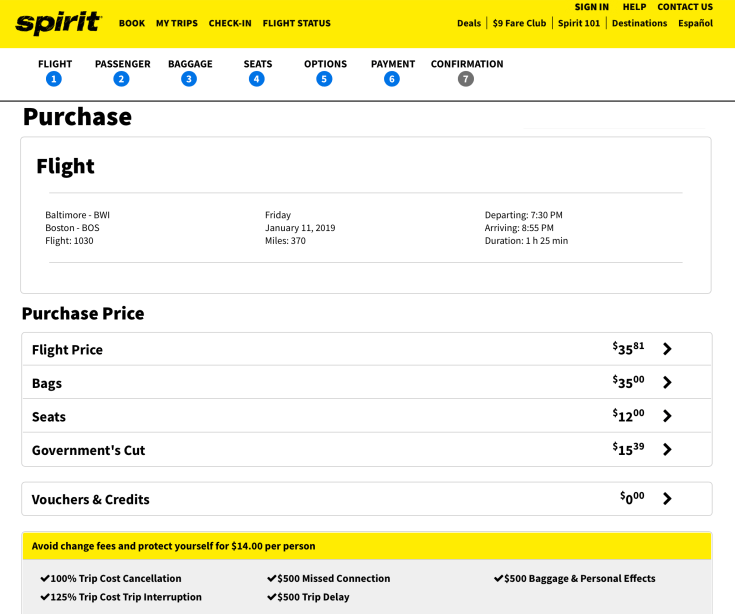 spirit airlines booking 15