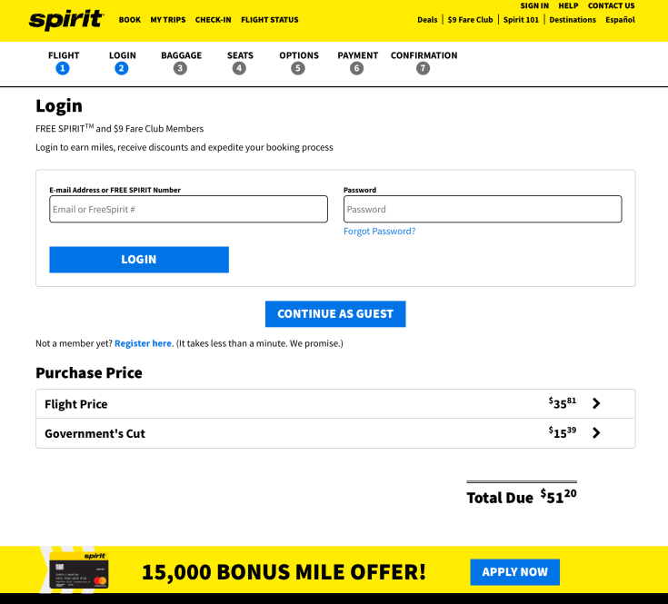 spirit airlines booking 3
