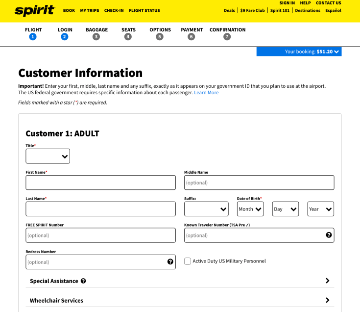 spirit airlines booking 4