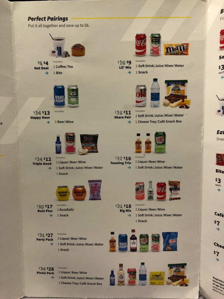 spirit airlines soft menu combos