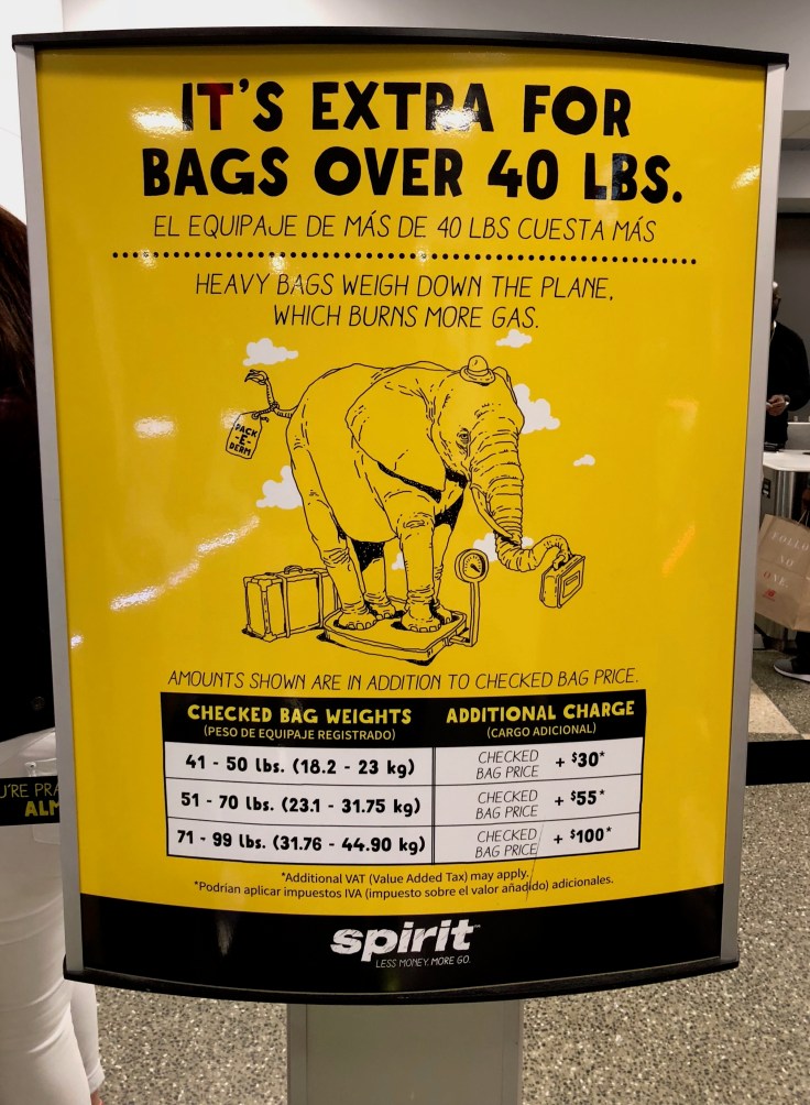 spirit airlines airport bag pricing