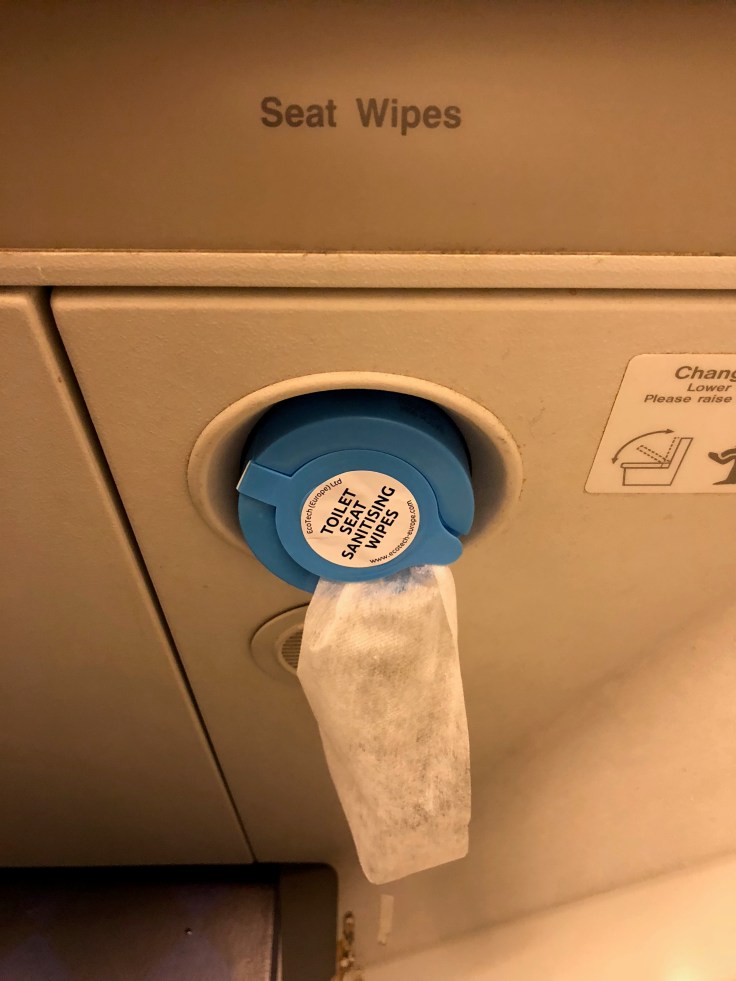 british airways club world cabin lavatory cleansing wipe