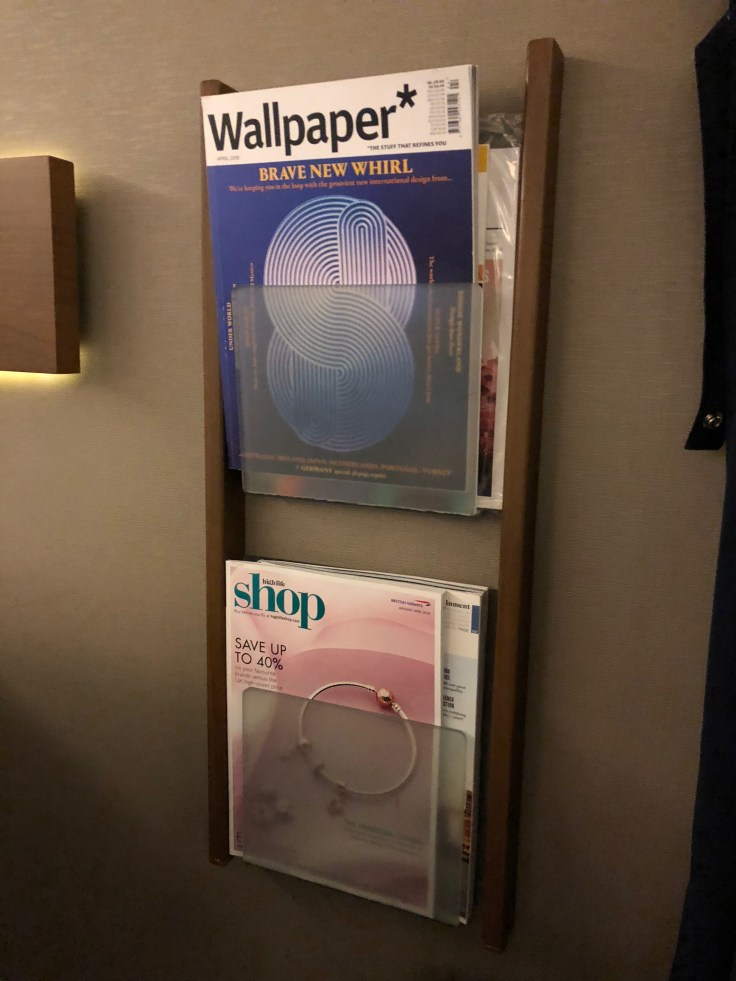 british airways club world cabin literature rack