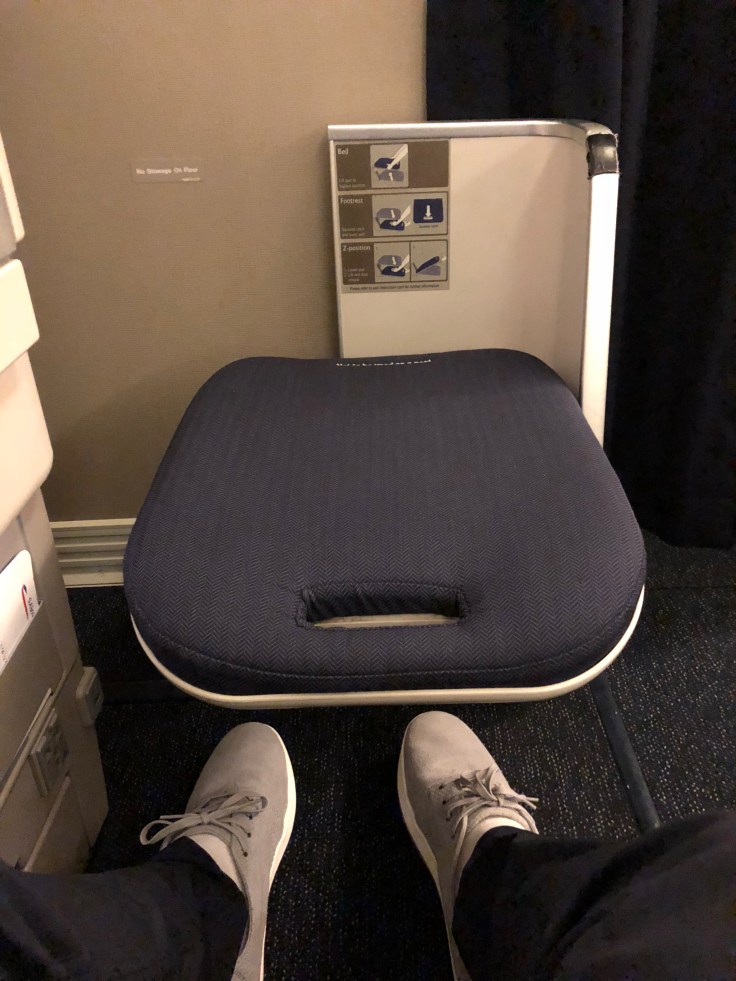 british airways club world hard seat legrest ottoman released floor space