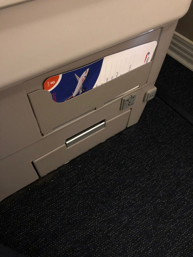british airways club world hard seat side column drawer closed