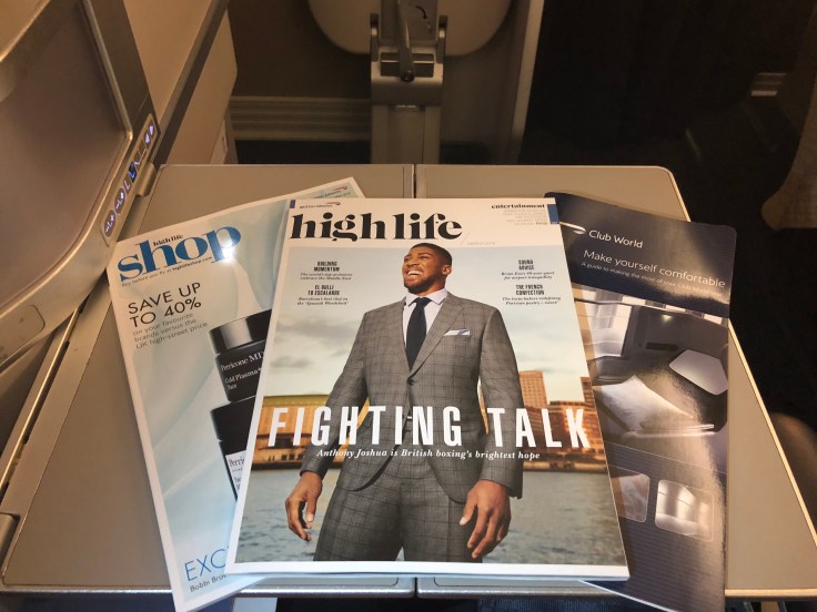 british airways club world soft literature