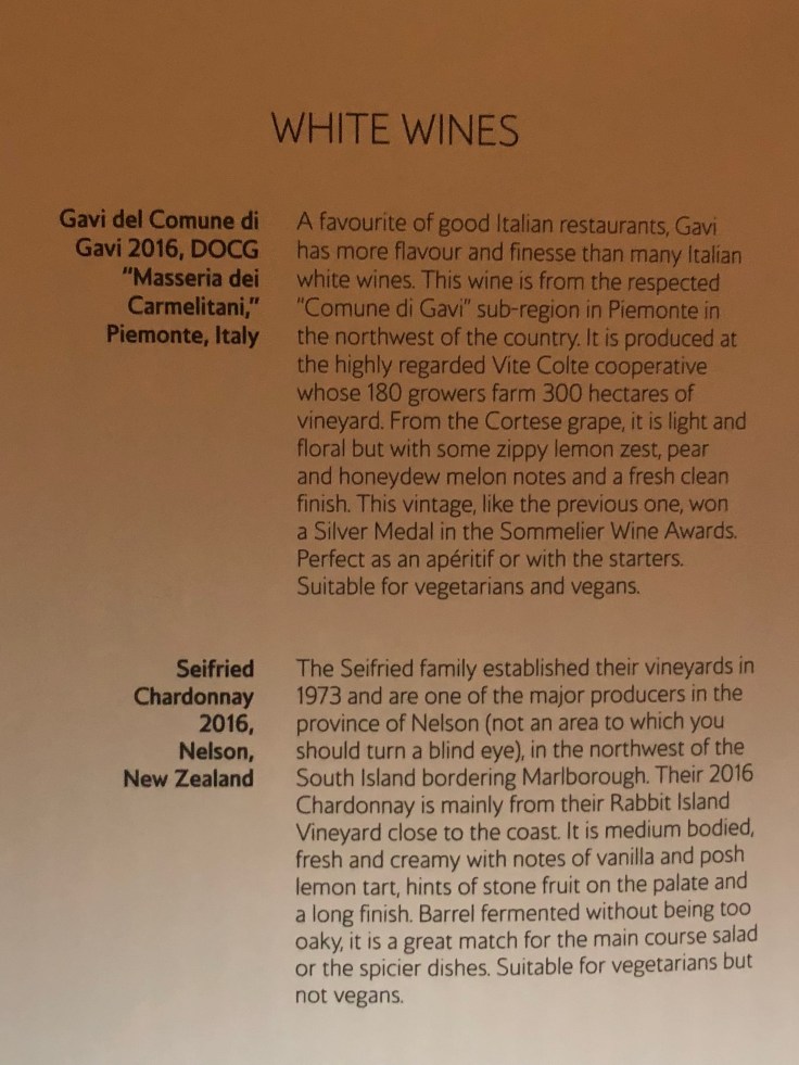 british airways club world soft meal menu 5