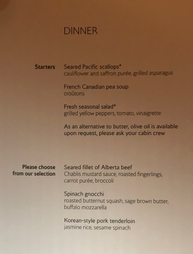 british airways club world soft meal menu 7