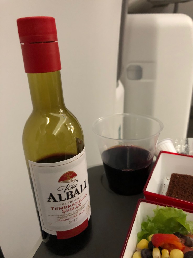 2019 iberia premium economy 06 01 dinner wine poured
