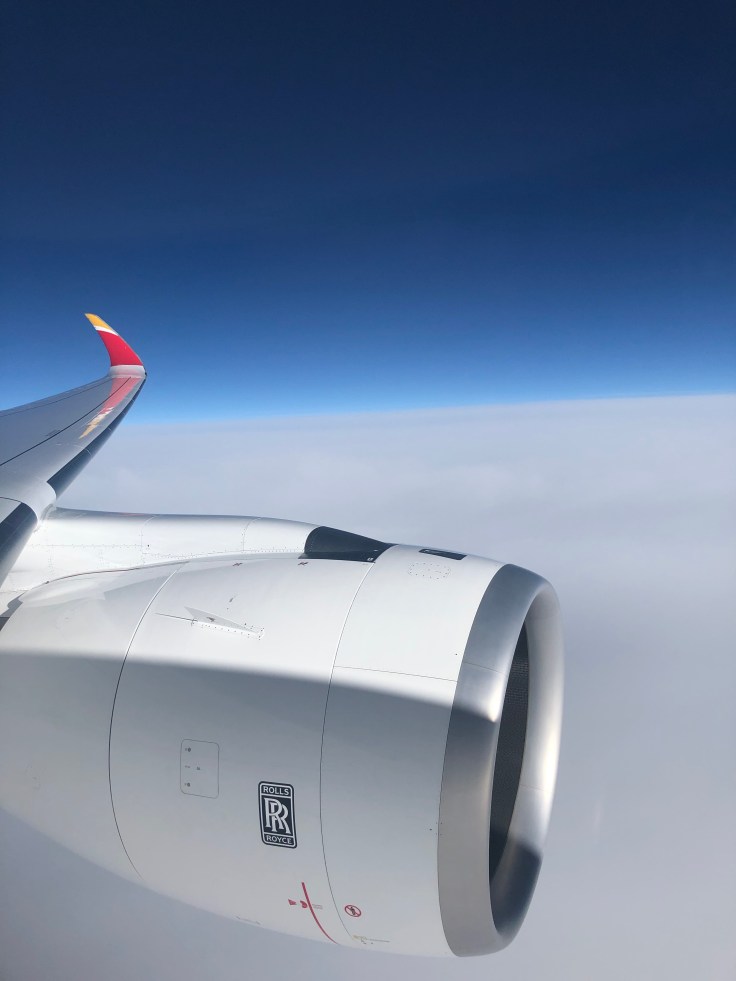 2019 iberia premium economy 08 engine above the clouds
