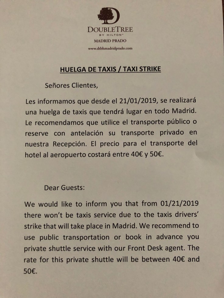 2019 hilton doubletree madrid 06 taxi notice