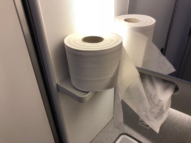 2019 Norwegian Air 07 lavatory janky paper towels