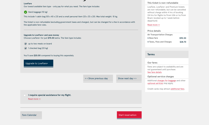 2019 Norwegian Air Booking 04 Fare Upgrade