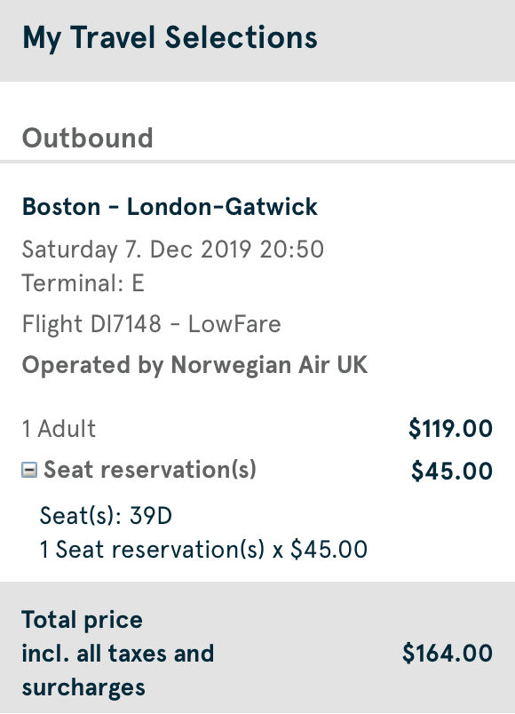 2019 Norwegian Air Booking 07.5 Price Tracker