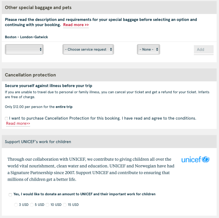 2019 Norwegian Air Booking 09 Additional Services 2