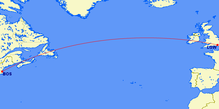 Norwegian Air Route Map BOS LGW