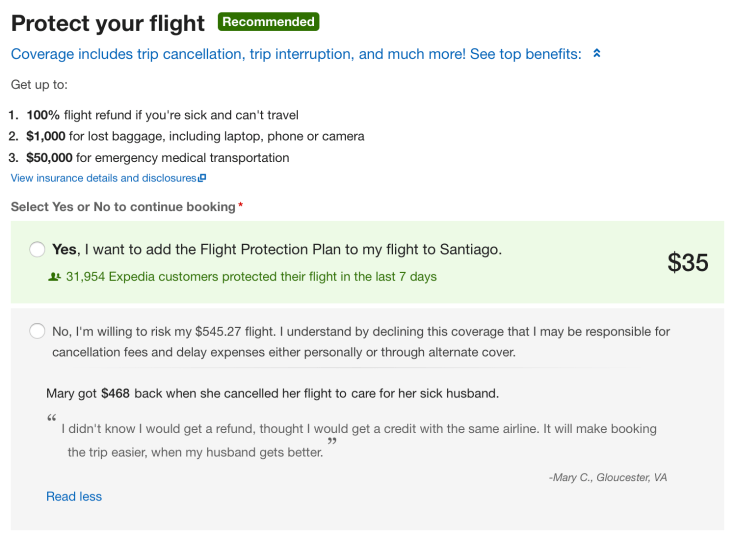 Expedia Trip Insurance