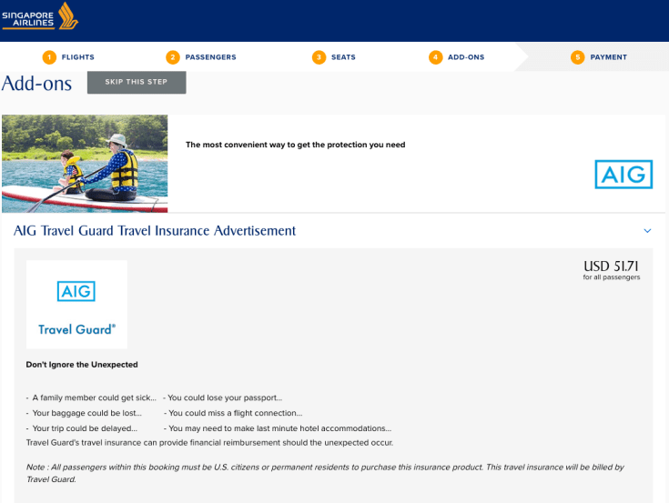 Singapore Airlines Trip Insurance